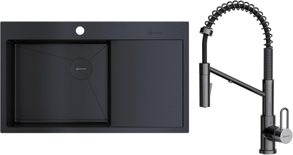 Комплект Omoikiri AKISAME 86 SIDE GB-L, MIKAWA 2 PLUS-SB GB