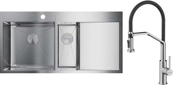 Комплект Omoikiri AKISAME 100-2-IN-L, MAKKARI 2 PLUS-SB BN-BL