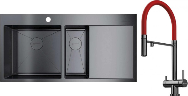 Комплект Omoikiri AKISAME 100-2 GM-L, KANTO PVD GM