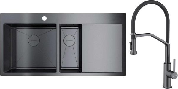 Комплект Omoikiri AKISAME 100-2 GM-L, MAKKARI 2 PLUS-SB GM-BL